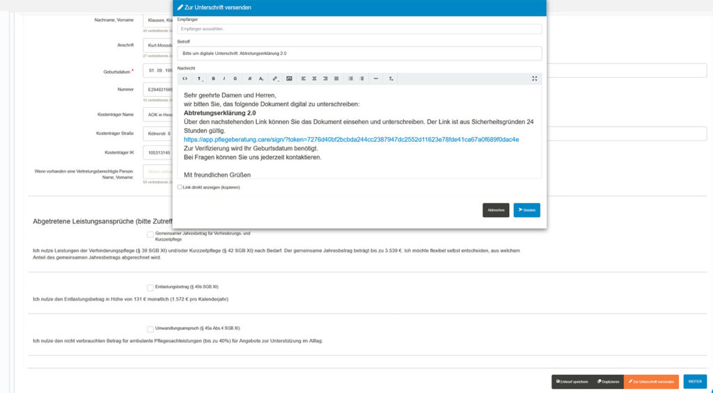 Dokumente Vor Ort oder Per E Mail unterschreiben