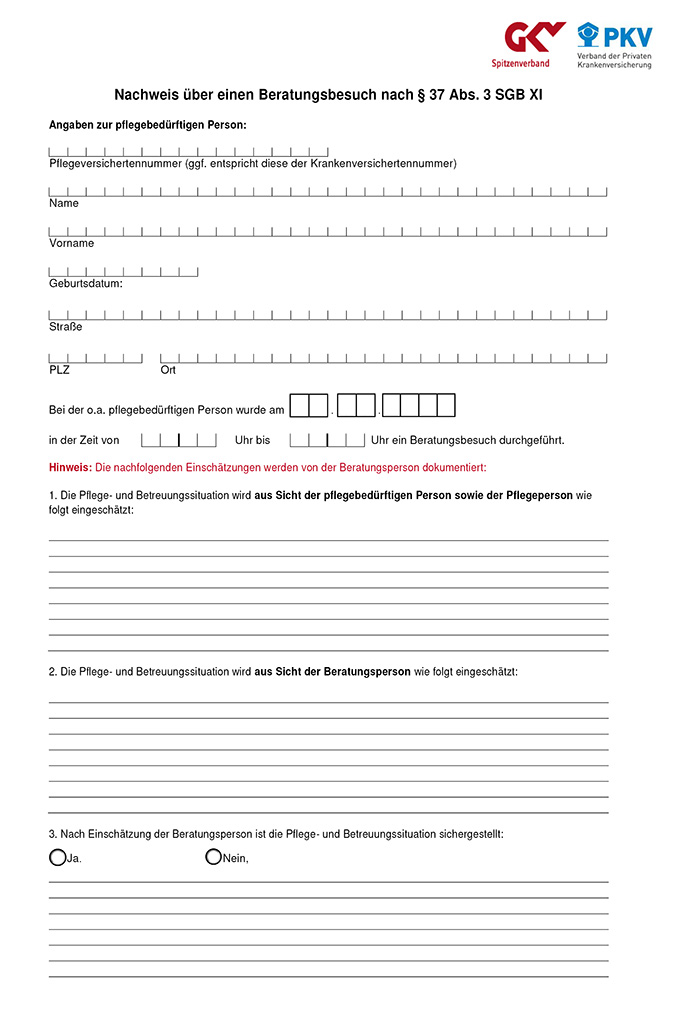 Pflegeberatung Dokumentation